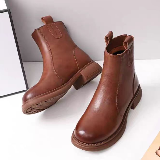 Botines cortos de tacón bajo para uso diario en otoño e invierno