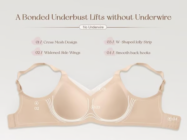 🎁Último día 49% de descuento💖Sujetador de malla cruzado con escote en V sin aros para mujer