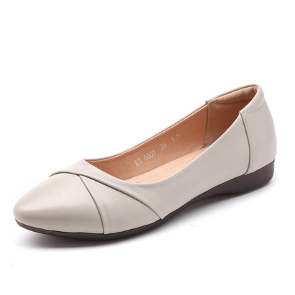 Zapatos para mujer de piel suave con suela de goma flexible y cómoda