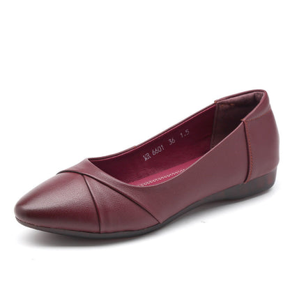 Zapatos para mujer de piel suave con suela de goma flexible y cómoda