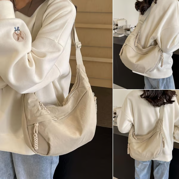 Venta directa de diseñador👜Bolso bandolera hobo de nailon liso para mujer
