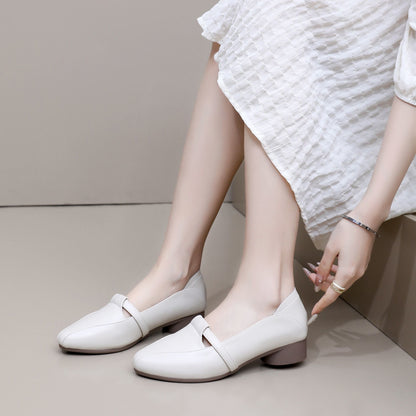 Zapatos casuales de piel suave con punta afilada estilo francés