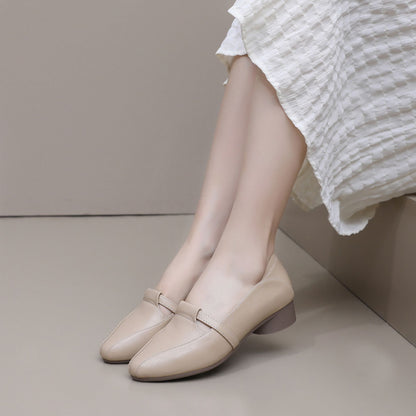 Zapatos casuales de piel suave con punta afilada estilo francés