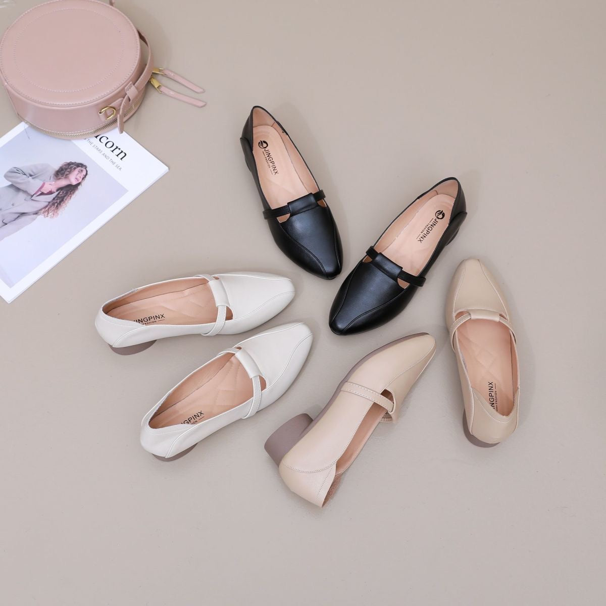 Zapatos casuales de piel suave con punta afilada estilo francés
