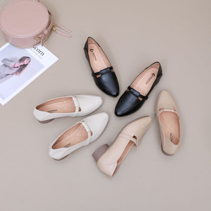 Zapatos casuales de piel suave con punta afilada estilo francés