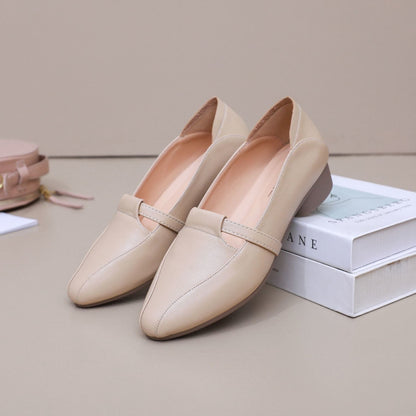 Zapatos casuales de piel suave con punta afilada estilo francés