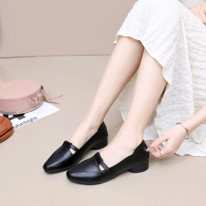 Zapatos casuales de piel suave con punta afilada estilo francés