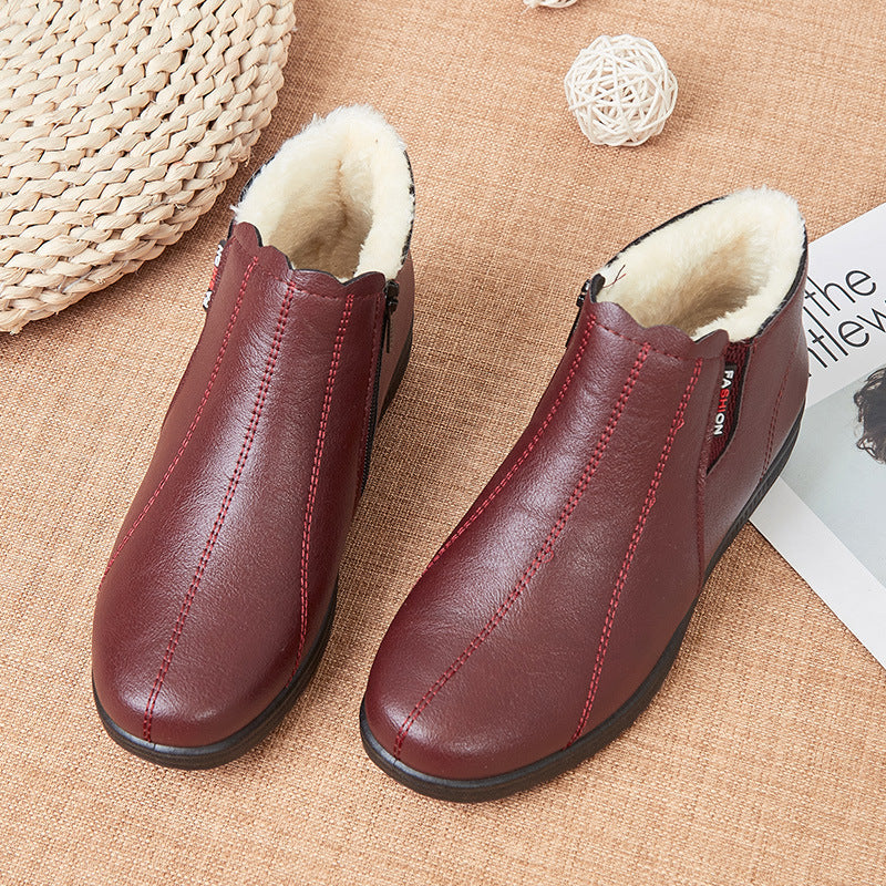 Botas planas de piel de terciopelo