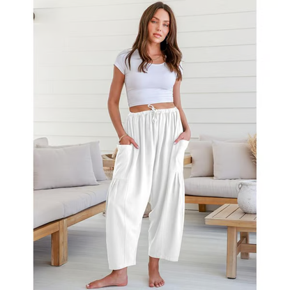 ☀️Pantalones anchos de lino para mujer con bolsillos