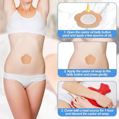 30 parches autoadhesivos de aceite de ricino para el ombligo, de tela spunlace desechable orgánica, absorbentes con algodón (sin aceite) (color piel)