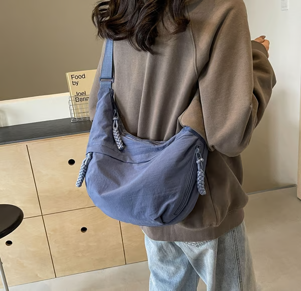 Venta directa de diseñador👜Bolso bandolera hobo de nailon liso para mujer