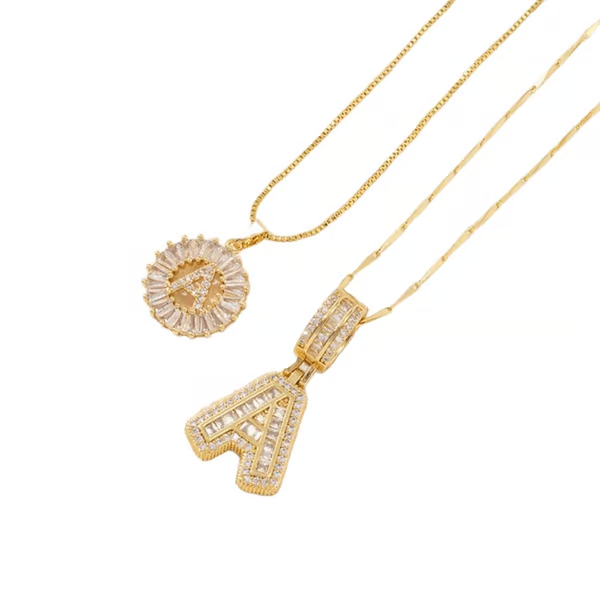 Paquete de 2 collares con colgante de letra inicial