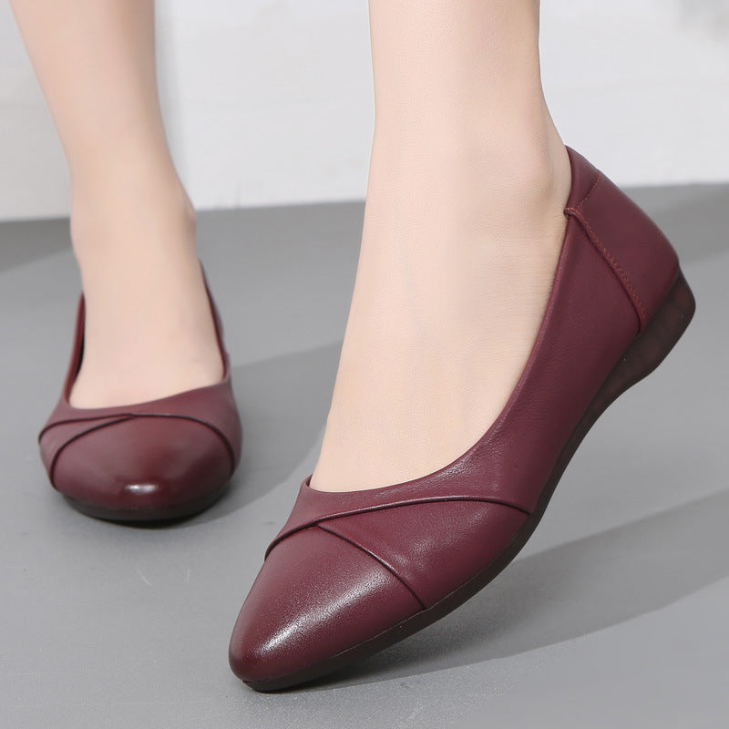 Zapatos para mujer de piel suave con suela de goma flexible y cómoda