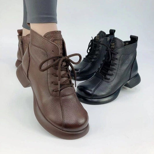 Botines de Textura Suave con Cordones