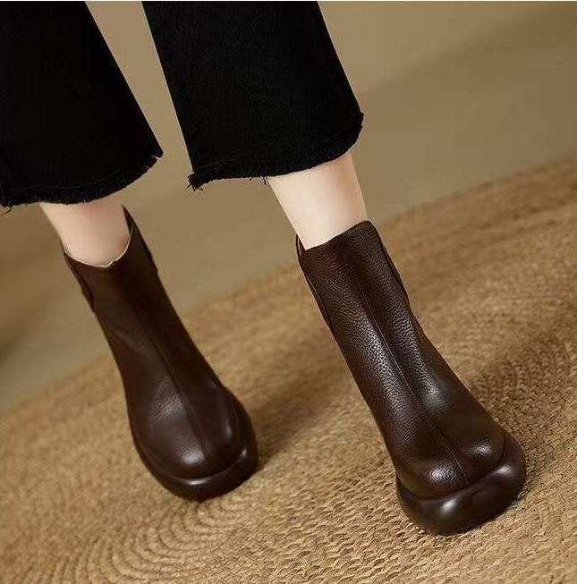 Botín Retro Piel para Mujer Plataforma
