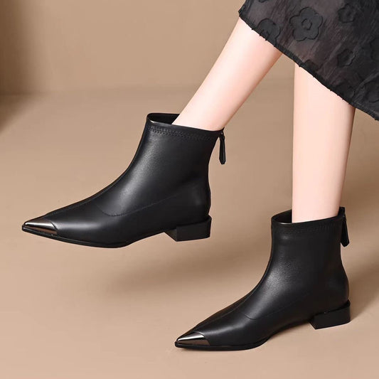 Botas de piel puntiagudas para mujer