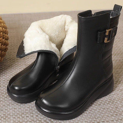 Botas cortas de suela gruesa con hebilla para señora