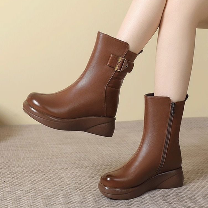 Botas cortas de suela gruesa con hebilla para señora