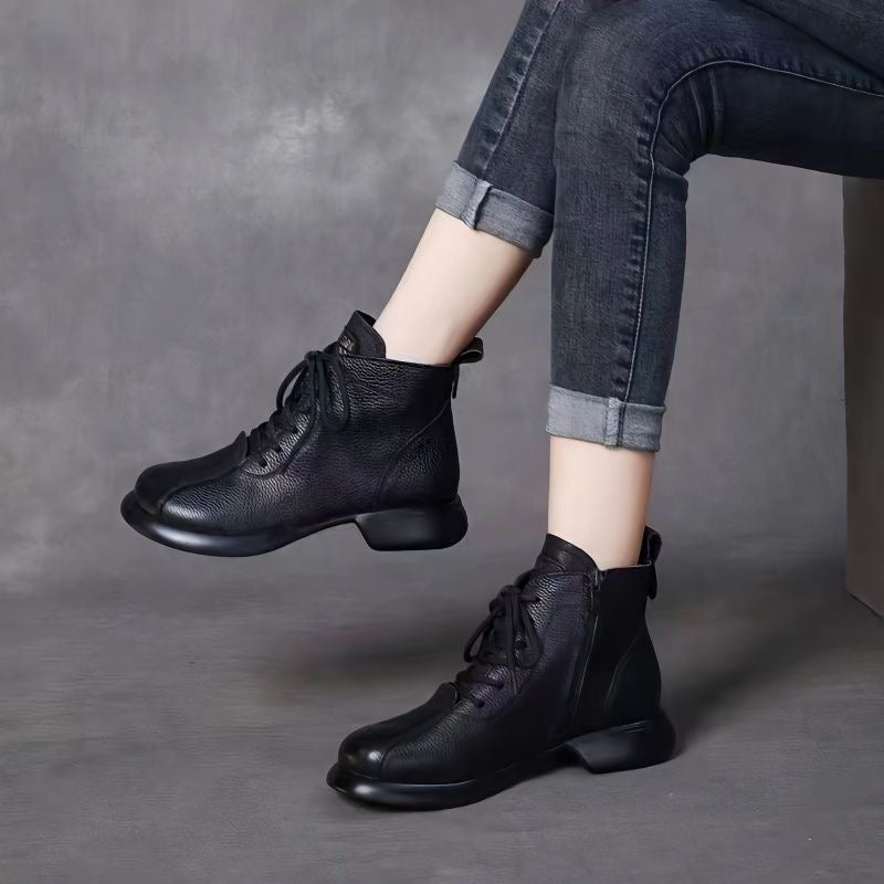 Botines de Textura Suave con Cordones