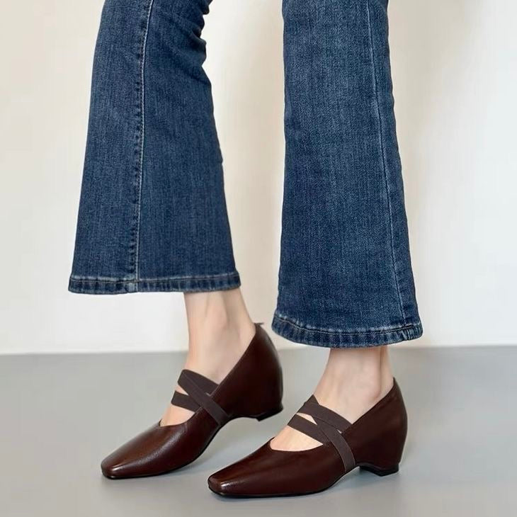 Zapatos casuales elegantes, tacón interno para mayor altura
