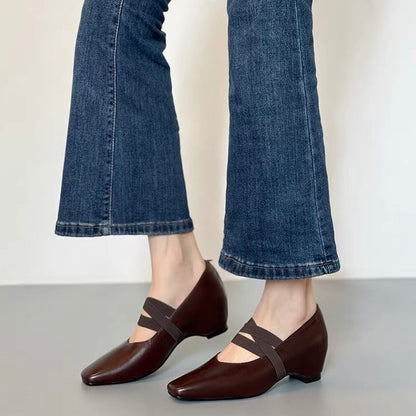 Zapatos casuales elegantes, tacón interno para mayor altura