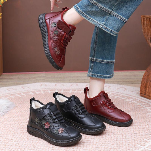 Botines cálidos de lana de oveja para mujer