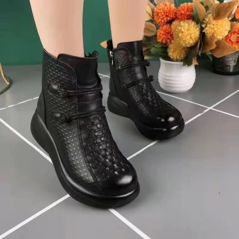 Botines de plataforma con cremallera lateral para mujer