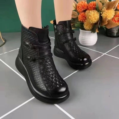 Botines de plataforma con cremallera lateral para mujer