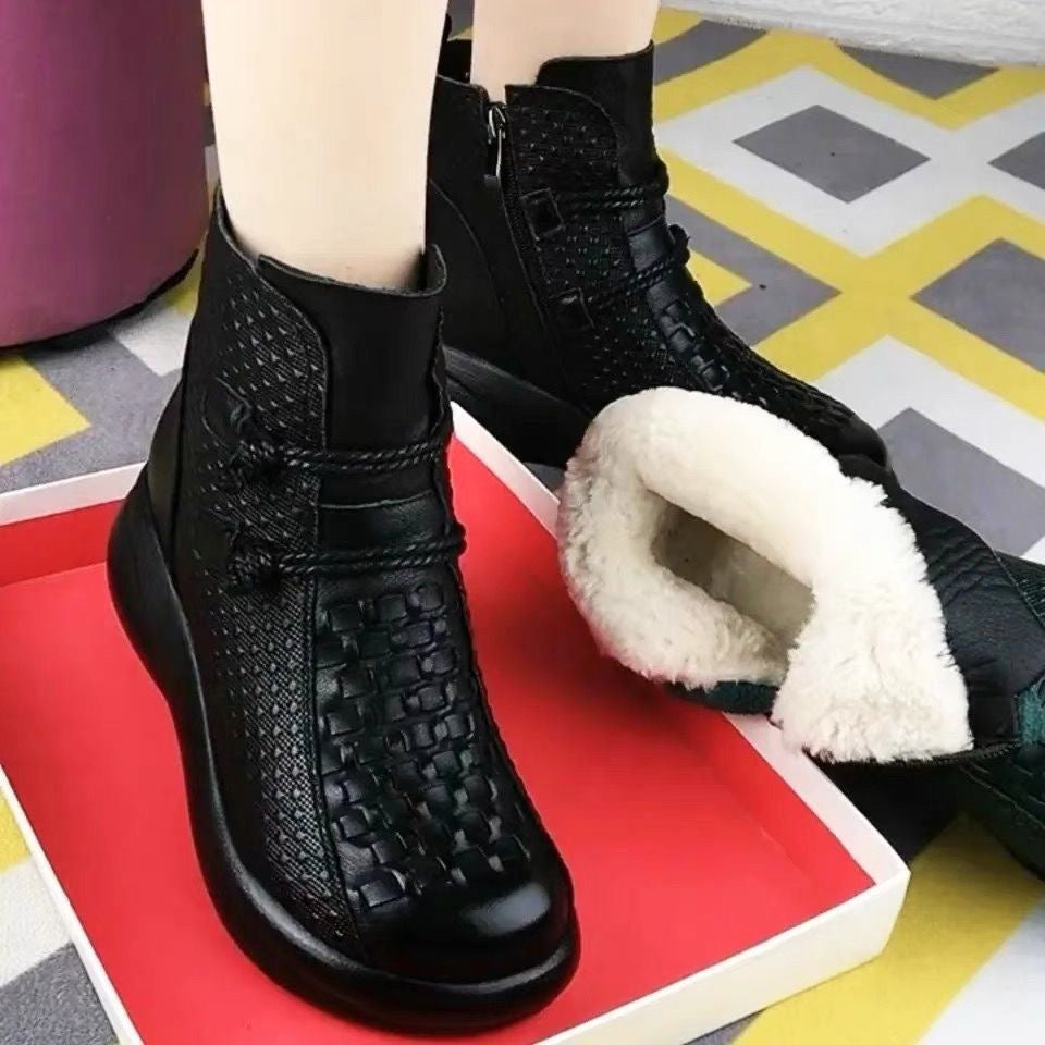 Botines de plataforma con cremallera lateral para mujer