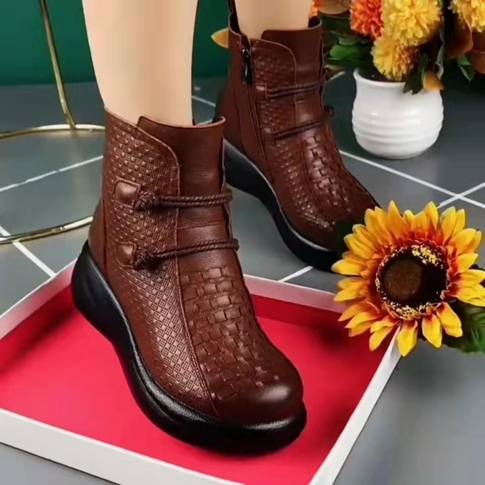 Botines de plataforma con cremallera lateral para mujer