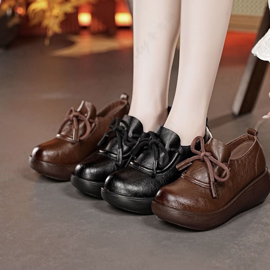 Zapatos de piel cómodos con suela gruesa