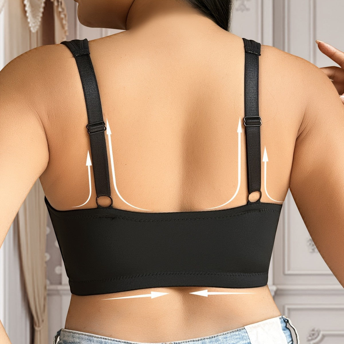 Sujetador antigolpes sin aros y con hebilla lateral