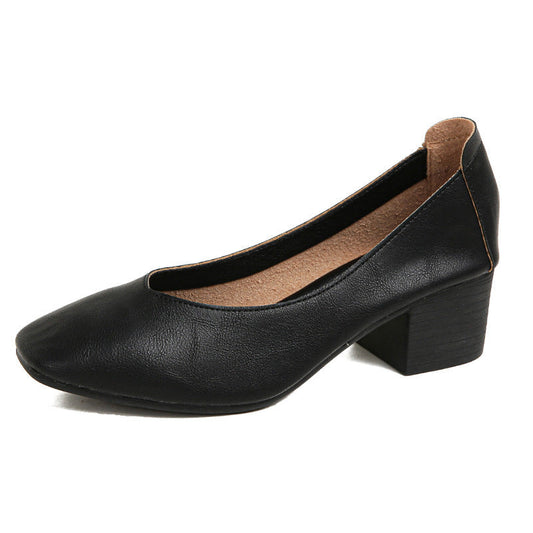 Zapatos de piel auténtica tacón ancho (varios tamaños disponibles)