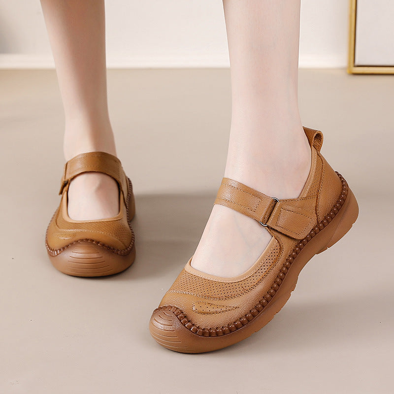 Zapatos de piel genuina cosidos a mano para mujer