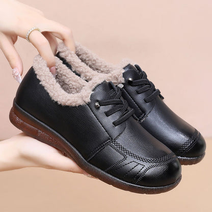 Zapatos planos de piel abrigados antideslizantes