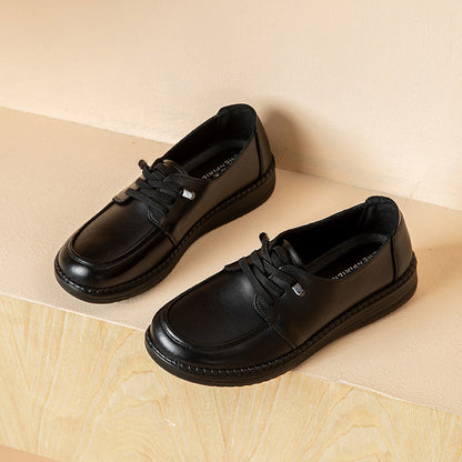 Zapatos para mujer de piel de res de segunda capa con punta redonda