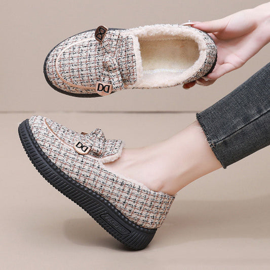 Zapatos planos de algodón cálido y elegantes