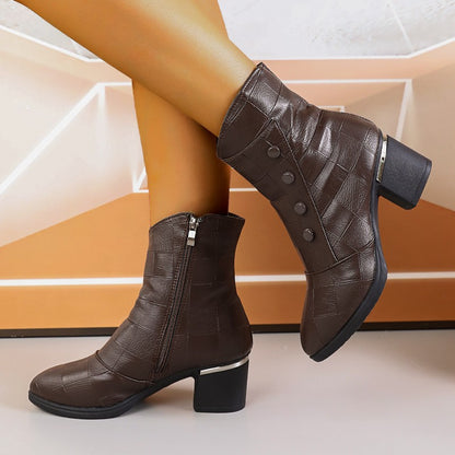 Botines Elegantes 2026 con Diseño Texturizado y Tacón Cuadrado