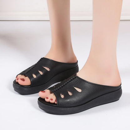 Zapatillas de verano de suela gruesa de piel suave