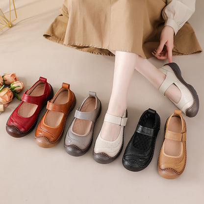 Zapatos de piel genuina cosidos a mano para mujer