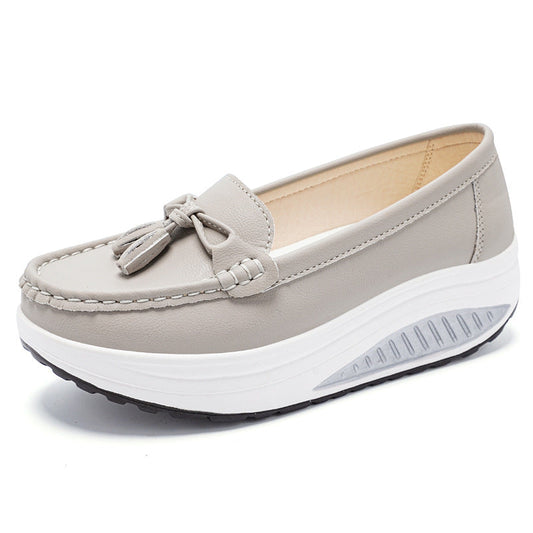 Zapatos casuales de plataforma de cuero de corte bajo