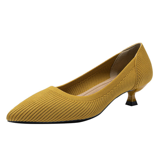 Zapatos de punto con suela suave y tacón medio, elegantes