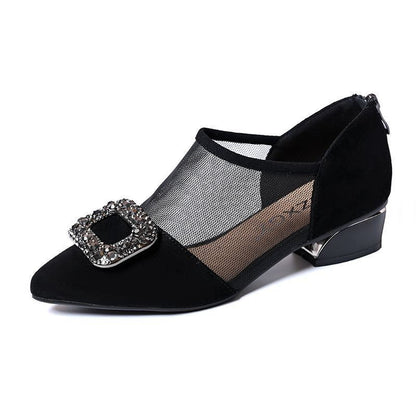 Zapatos de malla transpirable – tacón grueso