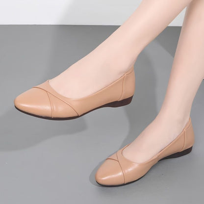 Zapatos para mujer de piel suave con suela de goma flexible y cómoda