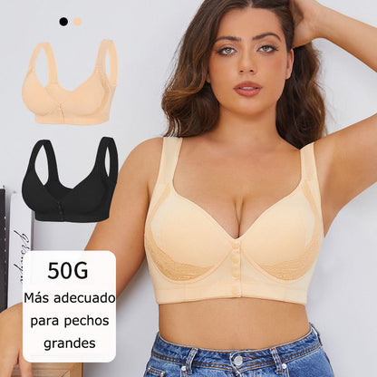 🔥Compre 1 y llévese 2 paquetes:Sujetador con hebilla frontal de encaje y copa grande
