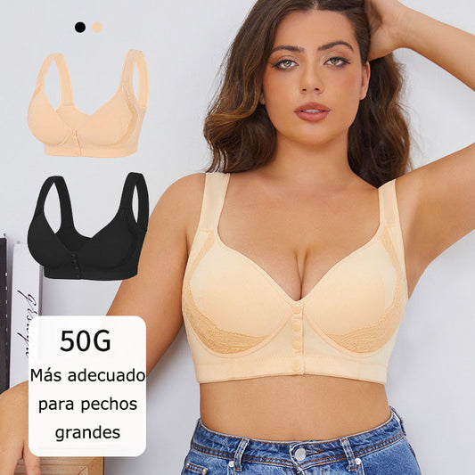 🔥Compre 1 y llévese 2 paquetes:Sujetador con hebilla frontal de encaje y copa grande