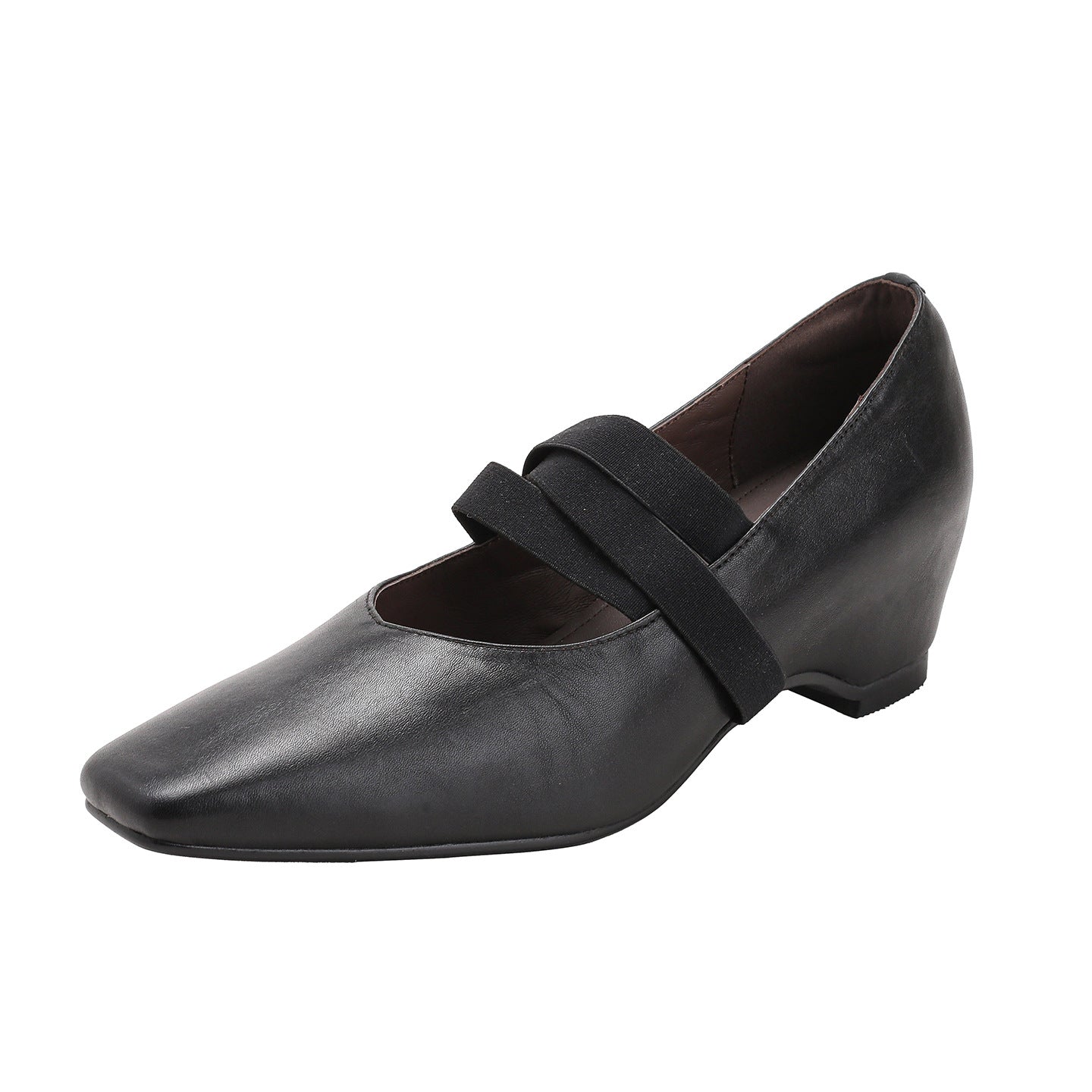 Zapatos de piel estilo ballet con banda elástica