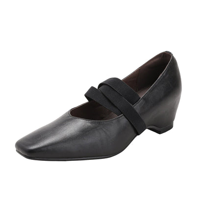 Zapatos de piel estilo ballet con banda elástica