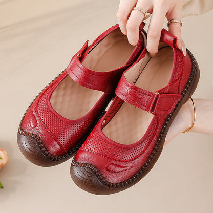 Zapatos de piel genuina cosidos a mano para mujer