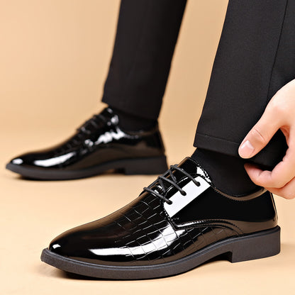 Zapatos de cuero para hombre con estampado de cocodrilo